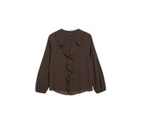 Langarmbluse S.OLIVER BLACK LABEL, Damen, Gr. 44, braun (chocolate), Web, Obermaterial: 100% Viskose. Futter: 100% Viskose, unifarben, lässig geschnitten hüftbedeckend, V-Ausschnitt, elastischer Bund,