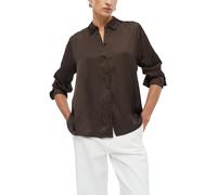 Langarmbluse S.OLIVER BLACK LABEL, Damen, Gr. 46, chocolate, Web, Obermaterial: 100% Viskose, normal hüftbedeckend, Rundhals, 1-Knopf-Manschette, Blusen, aus Viskose (91893963-46) chocolate