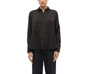 Langarmbluse S.OLIVER BLACK LABEL, Damen, Gr. 48, braun aop, Web, Obermaterial: 100% Viskose, bedruckt, normal hüftbedeckend, Rundhals, 1-Knopf-Manschette, Blusen, aus Viskose (34991105-48) braun aop