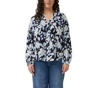 Langarmbluse S.OLIVER CURVE, Damen, Gr. 48, blau, Web, Obermaterial: 100% Viskose, geblümt, lässig geschnitten hüftbedeckend, Rundhals, Bündchen, Blusen, in floraler Optik und aus reiner Viskose (4355