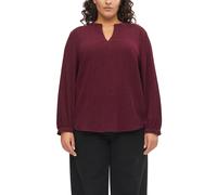Langarmbluse S.OLIVER CURVE, Damen, Gr. 48, rot (burgundy), Crash;Web, Obermaterial: 78% Polyester, 21% Viskose, 1% Elasthan, unifarben, lässig geschnitten hüftbedeckend, V-Ausschnitt, Blusen, im Tuni