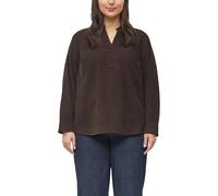 Langarmbluse S.OLIVER CURVE, Damen, Gr. 50, braun (bitter chocolate), Cord, Obermaterial: 68% Baumwolle, 32% Viskose, unifarben, bequem hüftbedeckend, V-Ausschnitt, abgesteppte Kante, Blusen, Cordblus