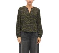 Langarmbluse S.OLIVER, Damen, Gr. 34, grün (urban khaki aop), Web, Obermaterial: 87% Viskose, 13% Polyamid, bedruckt, bequem hüftbedeckend, V-Ausschnitt, elastischer Bund, Blusen, im Tunika-Look / Spl