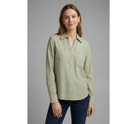 Langarmbluse S.OLIVER, Damen, Gr. 34, grün, Web, Obermaterial: 100% Viskose, gestreift, lässig geschnitten hüftbedeckend, V-Ausschnitt, 1-Knopf-Manschette, Blusen, im Streifen-Design und aus Viskose (