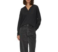 Langarmbluse S.OLIVER, Damen, Gr. 34, schwarz, Web, Obermaterial: 65% Modal, 35% Polyester, unifarben, gerade hüftbedeckend, V-Ausschnitt, Blusen Langarmbluse, mit V-Ausschnitt (27349015-34)