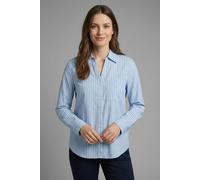 Langarmbluse S.OLIVER, Damen, Gr. 36, blau, Web, Obermaterial: 100% Viskose, gestreift, lässig geschnitten hüftbedeckend, V-Ausschnitt, 1-Knopf-Manschette, Blusen, im Streifen-Design und aus Viskose (