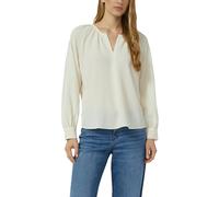 Langarmbluse S.OLIVER, Damen, Gr. 40, beige (weiß), Web, Obermaterial: 78% Polyester, 21% Viskose, 1% Elasthan, unifarben, relaxed fit normal, Rundhals, Manschette, Blusen, mit Manschetten (43501151-4