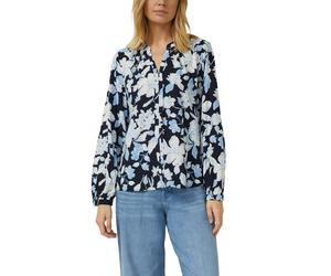Langarmbluse S.OLIVER, Damen, Gr. 40, blau floral, Web, Obermaterial: 100% Viskose, gemustert, regular fit normal, Rundhals, elastischer Bund, Blusen, mit All-Over Print (25578204-40) blau floral