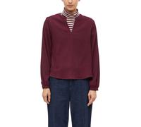 Langarmbluse S.OLIVER, Damen, Gr. 40, rot (burgundy), Web, Obermaterial: 78% Polyester, 21% Viskose, 1% Elasthan, unifarben, bequem hüftbedeckend, V-Ausschnitt, 1-Knopf-Manschette, Blusen, im Tunika-S