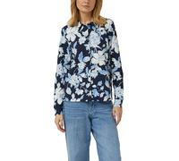 Langarmbluse S.OLIVER, Damen, Gr. 42, blau floral, Jersey, Obermaterial: 95% Baumwolle, 5% Elasthan, gemustert, tailliert hüftbedeckend, Rundhals, Blusen, mit Allover-Druck (97097501-42) blau floral