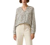 Langarmbluse S.OLIVER, Damen, Gr. 42, grau floral, Web, Obermaterial: 100% Viskose, gemustert, regular fit normal, Rundhals, elastischer Bund, Blusen, mit All-Over Print (74512569-42) grau floral