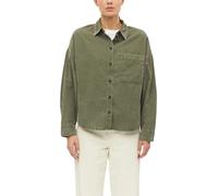 Langarmbluse S.OLIVER, Damen, Gr. 44, urban khaki, Web, Obermaterial: 68% Baumwolle, 32% Viskose, unifarben, bequem hüftbedeckend, Rundhals, 1-Knopf-Manschette, Blusen, Overshirt mit Hemdkragen und Vi