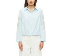 Baumwollbluse im O-Shape mit Stickerei 46 blau 2178775.5110.46