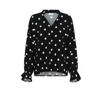 Langarmbluse SAINT TROPEZ "PaiceSZ Blouse", Damen, Gr. M, schwarz ice big dot, Web, Obermaterial: 100% Viskose, gepunktet, V-Ausschnitt, Volant, Blusen (97477461-M) schwarz ice big dot