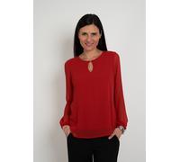 Langarmbluse SEIDEL MODEN, Damen, Gr. 34, rot (rubinrot,44), Single Jersey, Obermaterial: 94% Polyester, 6% Elasthan. Obermaterial 2: 95% Viskose, 5% Elasthan, Basic, loose fit hüftbedeckend, Rundhals