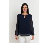 Langarmbluse SEIDEL MODEN, Damen, Gr. 36, blau (nachtblau,68), Single Jersey, Obermaterial: 94% Polyester, 6% Elasthan. Obermaterial 2: 95% Viskose, 5% Elasthan, Basic, loose fit hüftbedeckend, Rundha