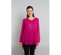 Langarmbluse SEIDEL MODEN, Damen, Gr. 38, magenta, Chiffon, Obermaterial: 100% Polyester. Obermaterial 2: 95% Viskose, 5% Elasthan, bedruckt, unifarben, lässig geschnitten Po-bedeckend, Rundhals, elas