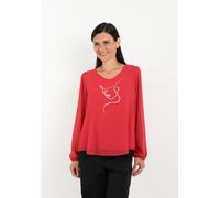 Langarmbluse SEIDEL MODEN, Damen, Gr. 38, rot (himbeer), Web, Obermaterial: 100% Polyester. Obermaterial 2: 95% Viskose, 5% Elasthan, unifarben, regular fit taillenbedeckt, Rundhals, elastischer Bund,