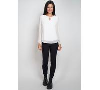 Langarmbluse SEIDEL MODEN, Damen, Gr. 46, weiß (sanftes weiß), Jersey, Obermaterial: 94% Polyester, 6% Elasthan. Obermaterial 2: 95% Viskose, 5% Elasthan, leicht durchscheinend, loose fit hüftbedecken