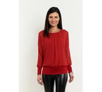 Langarmbluse SEIDEL MODEN, Damen, Gr. 48, rot (rubinrot,44), Web, Obermaterial: 100% Polyester. Obermaterial 2: 95% Viskose, 5% Elasthan, unifarben, bequem hüftlang, Rundhals, extrabreites Bündchen, B