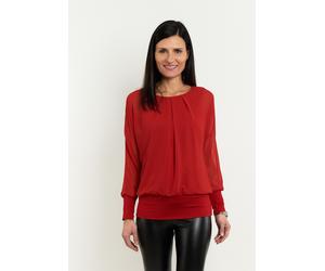 Langarmbluse SEIDEL MODEN, Damen, Gr. 48, rot (rubinrot,44), Web, Obermaterial: 100% Polyester. Obermaterial 2: 95% Viskose, 5% Elasthan, unifarben, bequem hüftlang, Rundhals, extrabreites Bündchen, B