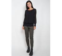 Langarmbluse SEIDEL MODEN, Damen, Gr. 48, schwarz, Web, Obermaterial: 94% Polyester, 6% Elasthan, unifarben, bequem hüftlang, Rundhals, extrabreites Bündchen, Blusen, mit gerafftem Rundhals, MADE IN G