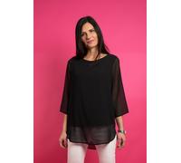 Langarmbluse SEIDEL MODEN "Otto exclusiv", Damen, Gr. 46, schwarz, Web, Obermaterial: 100% Polyester. Obermaterial 2: 95% Viskose, 5% Elasthan, unifarben, regular fit Po-bedeckend, U-Boot-Ausschnitt, 