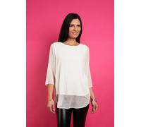 Langarmbluse SEIDEL MODEN "Otto exclusiv", Damen, Gr. 46, weiß (sanftes weiß), Single Jersey, Obermaterial: 100% Polyester. Obermaterial 2: 95% Viskose, 5% Elasthan, unifarben, Basic, regular fit Po-b