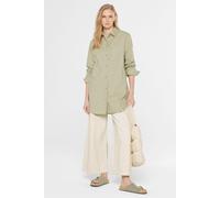 Langarmbluse SENSES.THE LABEL, Damen, Gr. 3XL, light sage, Popeline, Material: 100% Baumwolle, unifarben, oversize normal, hoch geschlossener Ausschnitt, Ärmel mit Ärmelschlitz 1-Knopf-Manschette, Blu