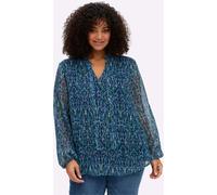 Langarmbluse SHEEGO BY JOE BROWNS, Damen, Gr. 50, tiefblau, bedruckt, 98% Polyester, 2% metallisierte Fasern, bedruckt, gemustert, mehrfarbig, Blusen (47089026-50) tiefblau, bedruckt