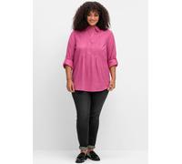Langarmbluse SHEEGO BY JOE BROWNS, Damen, Gr. 56, rosa (fuchsia), 100% Baumwolle, unifarben, Blusen (87980328-56) fuchsia
