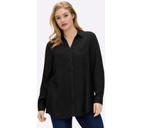 Langarmbluse SHEEGO, Damen, Gr. 54, schwarz, 100% Viskose, unifarben, V-Ausschnitt, Blusen (18378564-54) schwarz