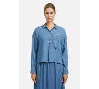 Langarmbluse SMITH & SOUL, Damen, Gr. L, denim, Web, Material: 100% Lyocell, bedruckt, gerade kurz, hoch geschlossener Ausschnitt, Ärmel mit Ärmelschlitz 2-Knopf-Manschette, Blusen, mit Kellerfalte am