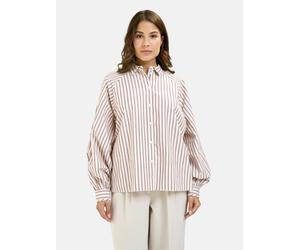 Langarmbluse SMITH & SOUL, Damen, Gr. L, rosa (bordeaux print), Web, Material: 100% Baumwolle, gestreift, oversize normal, hoch geschlossener Ausschnitt, Raglanärmel 2-Knopf-Manschette, Blusen, aus Ba
