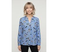 Langarmbluse SMITH & SOUL, Damen, Gr. XS, blau (true blau print), Web, Obermaterial: 100% Baumwolle, gemustert, regular fit normal, V-Ausschnitt, 1-Knopf-Manschette mit Schlitz, Blusen, mit Allover-Pr