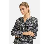 Langarmbluse SMITH & SOUL, Damen, Gr. XXL, schwarz-weiß (marine), Web, Material: 100% Viskose, Paisley, regular fit normal, V-Ausschnitt, Ärmel mit Ärmelschlitz 1-Knopf-Manschette, Blusen, mit All Ove
