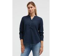 Langarmbluse SOCCX, Damen, Gr. 3XL, blau, Web, Material: 100% Baumwolle, bedruckt, slim fit normal, ohne Ausschnitt, mit Riegel 1-Knopf-Manschette, Blusen, im Turn-Up-Look (89863256-XXXL) blau