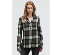 Langarmbluse SOCCX, Damen, Gr. 3XL, true khaki, Material: 100% Baumwolle, bestickt, kariert, slim fit normal, hoch geschlossener Ausschnitt, Ärmel mit Ärmelschlitz 2-Knopf-Manschette, Blusen, aus Baum