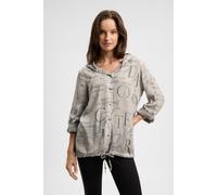 SOCCX Damen Langarmbluse mit Kapuze und All Over Print Fresh Grey, S