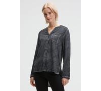 Langarmbluse SOCCX, Damen, Gr. S, grau (lunar grau), Material: 100% Viskose, bedruckt, regular fit normal, hoch geschlossener Ausschnitt, mit Riegel, Blusen, mit längerer Rückenpartie (89443243-S) lun