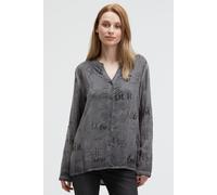 Langarmbluse SOCCX, Damen, Gr. XL, smart grau, Material: 100% Viskose, bedruckt, regular fit normal, ohne Ausschnitt, Ärmel mit Ärmelschlitz, Blusen, im Turn-Up-Look (35708369-XL) smart grau