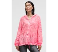 Langarmbluse SOCCX, Damen, Gr. XS, neon rose, Web, Material: 100% Viskose, bedruckt, regular fit normal, hoch geschlossener Ausschnitt, Ärmel mit Ärmelschlitz, Blusen, mit Tunnelzugband im Saum (12933
