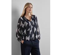 Langarmbluse STREET ONE, Damen, Gr. 34, blau (night sky blau), Stoff, 100% Polyester, bedruckt, normal normal, Rundhals, Bündchen, Blusen, mit Rundhalsausschnitt (20778305-34) night sky blau