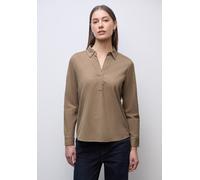 Langarmbluse STREET ONE, Damen, Gr. 34, flowing beige, Web, 100% Baumwolle, unifarben, normal normal, V-Ausschnitt, Bündchen, Blusen, aus reiner Baumwolle (74255660-34) flowing beige