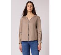 Langarmbluse STREET ONE, Damen, Gr. 34, light terra mocha, Stoff, 100% Viskose, unifarben mit Farbeinsatz, normal normal, Rundhals, Bündchen, Blusen, mit Tape Detail am Ärmel (41137847-34) light terra
