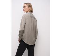 Langarmbluse STREET ONE, Damen, Gr. 34, light terra mocha, Web, 79% Baumwolle, 19% Polyamid, 2% Elasthan, gestreift, regular fit lang, V-Ausschnitt, Bündchen, Blusen, mit Turn-Up Funktion (69235667-34