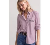 Langarmbluse STREET ONE, Damen, Gr. 34, rosa (schwarz clouded blush), Web, 100% Baumwolle, gestreift, normal normal, V-Ausschnitt, abgesteppt, Blusen, mit Wording (49911113-34) schwarz clouded blush