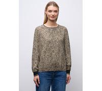 Langarmbluse STREET ONE, Damen, Gr. 34, sanded beige, Stoff, 100% Viskose, animal-print, normal normal, U-Boot-Ausschnitt, elastischer Bund, Blusen, mit Leoprint (68339434-34) sanded beige