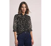 Langarmbluse STREET ONE, Damen, Gr. 34, schwarz, Chiffon, Oberstoff: 100% Polyester. Futter: 100% Modal, bedruckt, regular fit normal, Rundhals, Umschlagbund, Blusen, mit allover Print (91876944-34) s