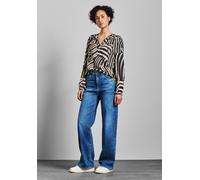 Langarmbluse STREET ONE, Damen, Gr. 34, schwarz, Stoff, 100% Viskose, bedruckt, normal normal, Rundhals, Bündchen, Blusen, aus seidiger Viskose (88331821-34) schwarz